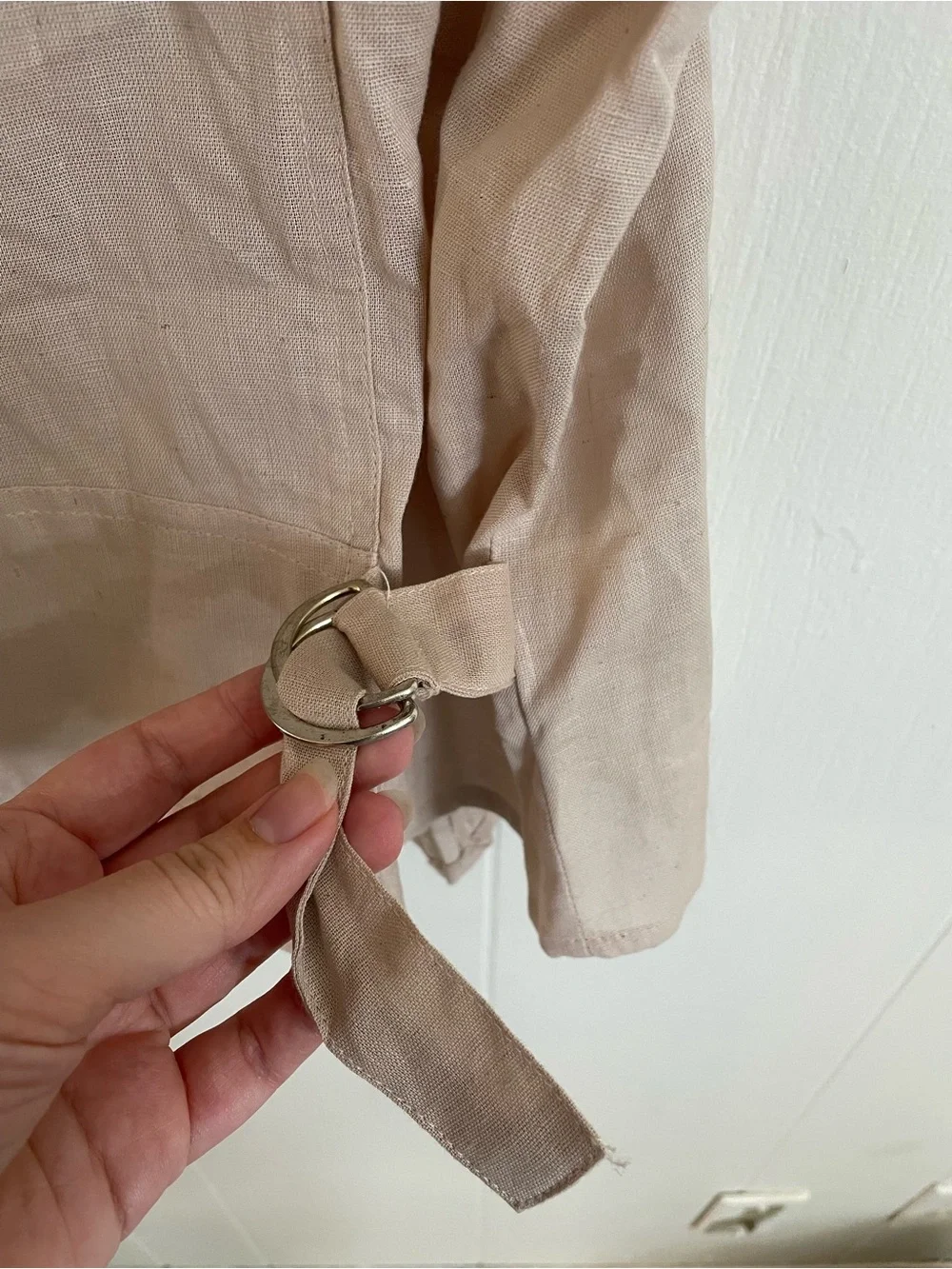 Ashley Stewart Light Tan Linen Blend Button-Front Vest